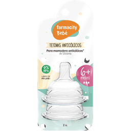 Tetinas Farmacity Bebé Natural Anticolicos Natural 6+ Meses x 2 un