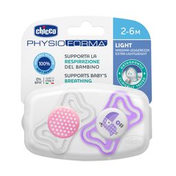 Chupete Chicco Physio Light Rosa/Violeta 2-6m x 2 Un
