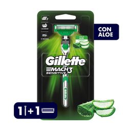 Máquina de Afeitar Recargable Gillette Mach3 Sensitive con Aloe x 1 un