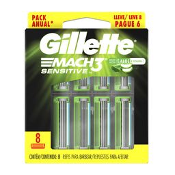 Repuestos de Afeitar Gillette Mach3 Sensitive con Aloe x 8 un