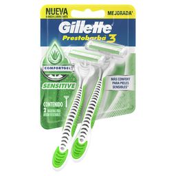 Máquina de Afeitar Gillette Prestobarba3 Sensitive Desechables x 2 un