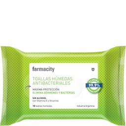 Toallas húmedas Farmacity Antibacteriales x 10 un