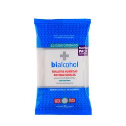 Toallas Húmedas Bialcohol Antibacteriales con aloe vera x 15 un