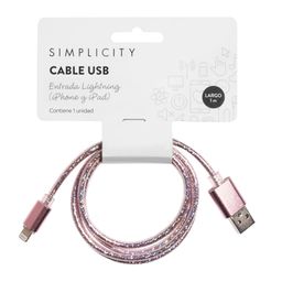 Cable Usb Simplicity con Glitter Lightning