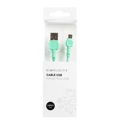 Cable USB Simplicity de Silicona Aqua Android