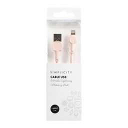 Cable Usb Simplicity de Silicona Rosa Ligthning