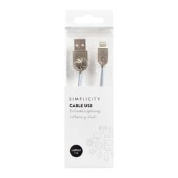 Cable Usb Simplicity Metalizado Plateado Ligthning