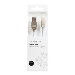 Cable Usb Simplicity Metalizado Plateado Type C