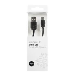 Cable Usb Simplicity Metalizado Negro Type C