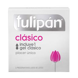 Preservativo de Látex Tulipán Lubricados Clásicos x 3 un