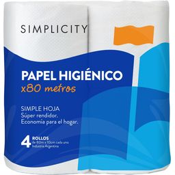 Papel Higiénico Simplicity Simple Hoja x 4 un x 80 mt
