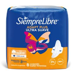 Toallas Femeninas Siempre Libre Adapt Plus Suave con Alas x 8 un