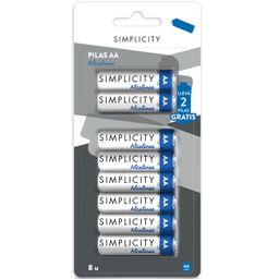 Pilas Alcalinas Simplicity AA x 6 un + 2 un Gratis