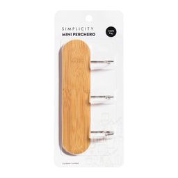 Mini Perchero Simplicity Bamboo con 3 Ganchos
