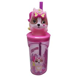 Vaso Figura Cresko Simones con Tapa Rosa x 360 ml