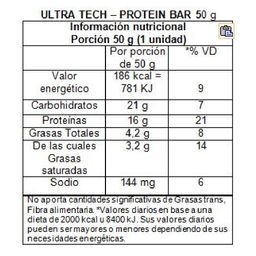 Suplemento Dietario Ultra Tech Protein Bar sabor Frutilla Yogurt x 12 un x 50 g