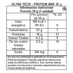 Suplemento Dietario Ultra Tech Protein Bar sabor Frutilla Yogurt x 50 g