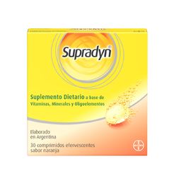 Suplemento Dietario Supradyn Efervescentes sabor Naranja x 30 Comprimidos