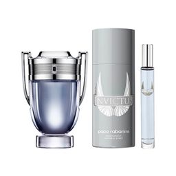 Set Rabanne Invictus EDT x 100 ml + Desodorante x 150 ml + EDT x 10 ml