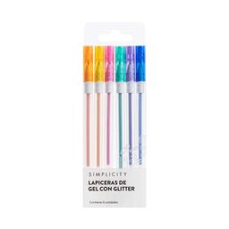 Set Simplicity Lapiceras Gel Glitter x 6 un