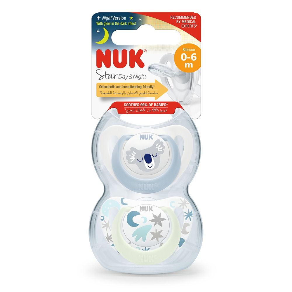 Nuk Chupetes Night&Day 0-6 Meses Silicona 2 Unds