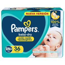Pañales Pampers Baby Dry Talle RN+ x 36 un
