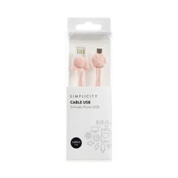 Cable Usb Simplicity Silicona Osito Rosa Micro