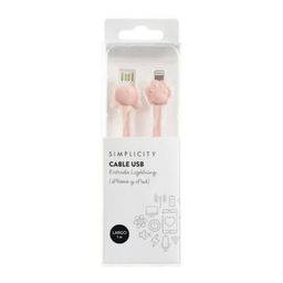 Cable Usb Simplicity Silicona Osito Rosa Lightning