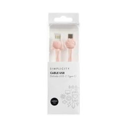 Cable USB Simplicity Silicona Osito Rosa Type C