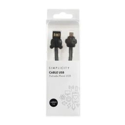 Cable Usb Simplicity Silicona Osito Negro Micro