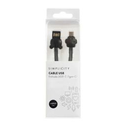 Cable Usb Simplicity Silicona Osito Negro Type C