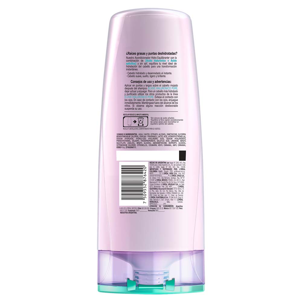 Elvive L´oréal Paris - Shampoo Hialuronico Pure 200 Ml x 3