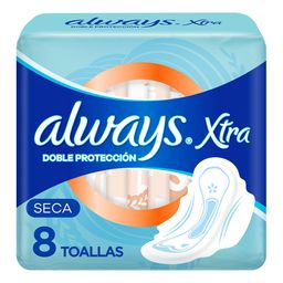 Toallas Femeninas Always Xtra Doble Protección Seca x 8 un