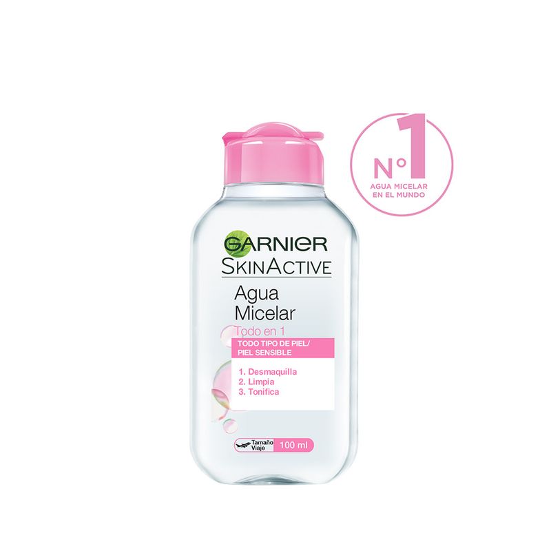 Agua micelar de limpieza para el rostro, todo en 1 limpiador y  desmaquillante, Garnier, A prueba de agua