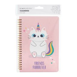 Cuaderno Anillado Simplicity Mediano Animal Cat Stationery Ola