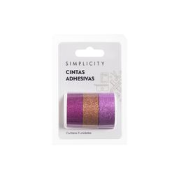 Set Washi Tapes Simplicity Glitter Tonos Violetas x 3 un