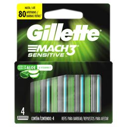 Repuestos de Afeitar Gillette Mach3 Sensitive con Aloe x 4 un