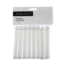 Clips Simplicity para Cerrar Bolsas Blanco x 8 un