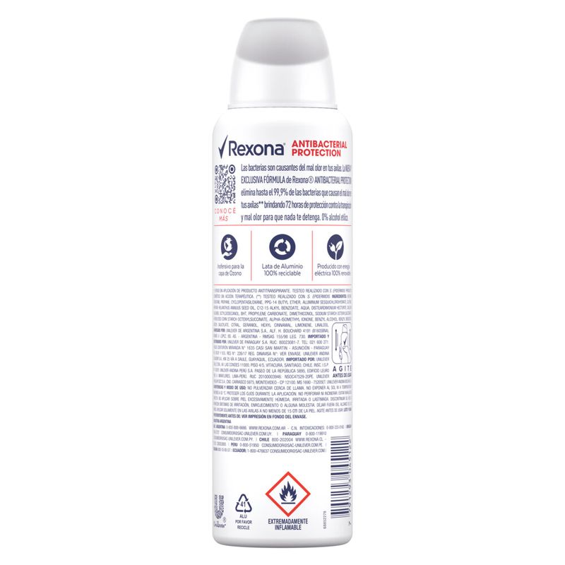 DESODORANTE AEROSOL REXONA AP INVISIBLE MUJER 150 ML.