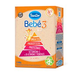 Leche Infantil Polvo Sancor Bebé 3 Sabor Original 1 a 3 Años x 800 g