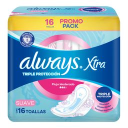 Toallitas Femeninas Always Triple Protección Día Suave x 16 un