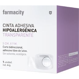 Cinta Adhesiva Farmacity Hipoalergénica Transparente 5 cm x 9 m