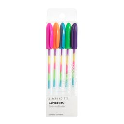 Set Simplicity Lapicera Multicolores x 5 un