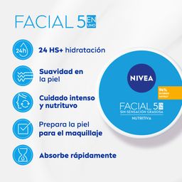 Crema Facial Nivea 5 en 1 Cuidado Nutritivo para Todo Tipo de Piel x 100 ml