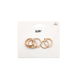 Set de Anillos Wav Básicos Dorados Alianza y Twist x 6 un