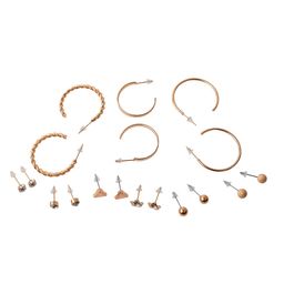 Set de Aros Wav Mini Argollas y Pasantes Dorados x 9 un