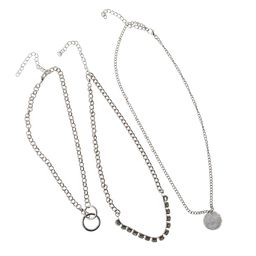 Set de Collares Wav Cadena y Dije Plateados x 3 un