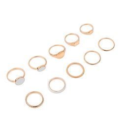 Set de Anillos Wav Dorados y Blancos x 10 un