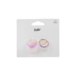 Set de Anillos Wav de Pasta Lila y Dorados x 6 un