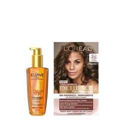 Combo Kit Coloración Elvive sin Amoníaco Tono 5U Castaño Claro + Tratamiento Elvive Óleo Extraordinario x 100 ml